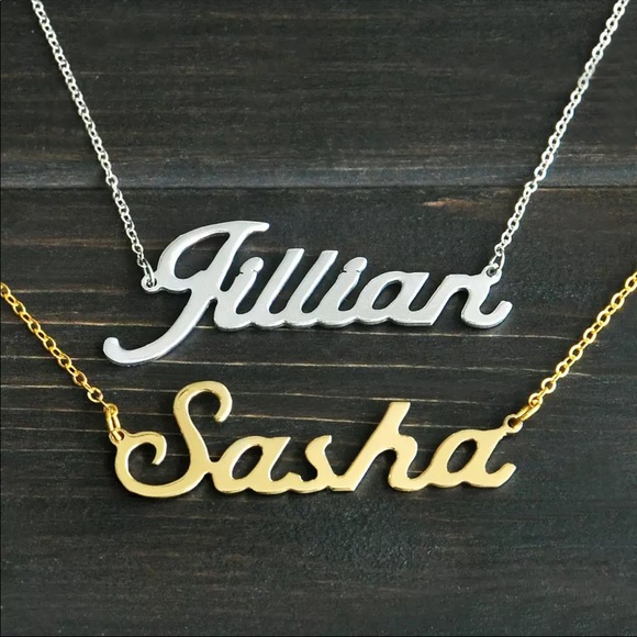 Custom Personalized Name Necklace Rose Gold Silver - Picture 4 of 13